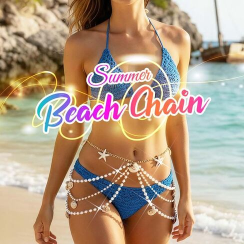 cosydays pearl chain belt starffish seashell chain chain beach body body المجوهرات للنساء in Saudi Arabia