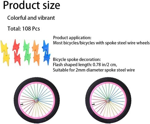 Sndperiexam 108 Pcs Colorful Bike Spoke Beads Mixed Color Small Bike Wheel Spoke Decorations，Bike Components and Parts in Saudi Arabia
