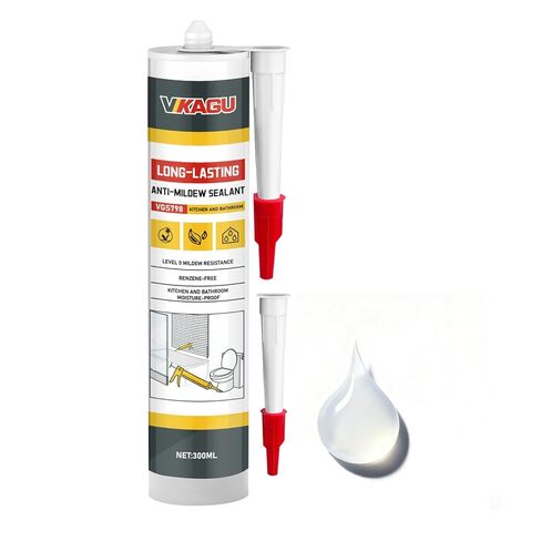 VGS 798 أنبوب مانع للتسرب من السيليكون الاحترافي 10.15 أونصة للمطابخ والحمامات، أبيض، مانع تسرب سيليكون مقاوم للماء بنسبة 100%، مقاوم للانكماش والتشقق in Kuwait