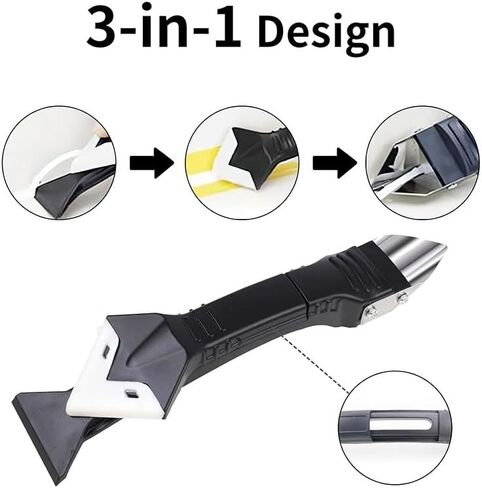 5 in 1 Silicone Caulking Tools（Stainless Steelhead）, Sealant Finishing Tool Grout Scraper, Reuse and Replace 5 Silicone Pads, Great Tools for Kitchen Bathroom Window, Sink Joint in Saudi Arabia
