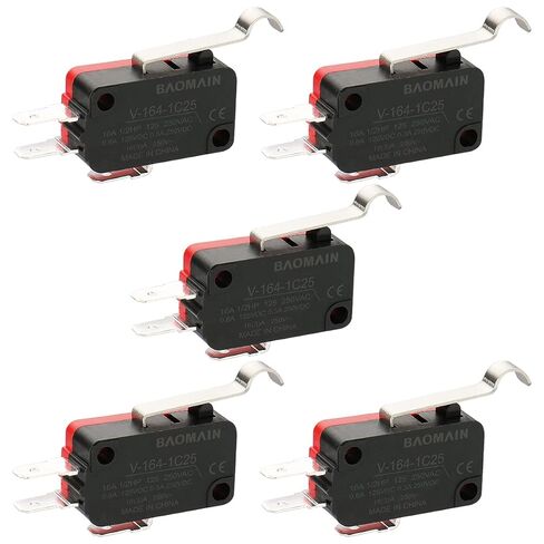 Baomain Micro Limit Switch Long Hinge Lever Arm SPDT Snap Action CNC LOT V-163-1C25 1NO 1NC Pack of 5 in Saudi Arabia