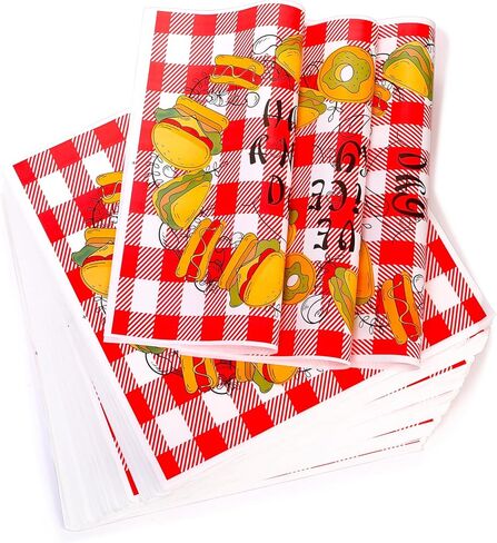 Nicunom 1000 Pcs Deli Paper Sheets 12x12", Sandwich Wrapping Paper Red & White Checkered Wax Paper Sheets Grease Resistant Food Basket Liners Food Paper Liners for Picnic, Festival, BBQ in Kuwait