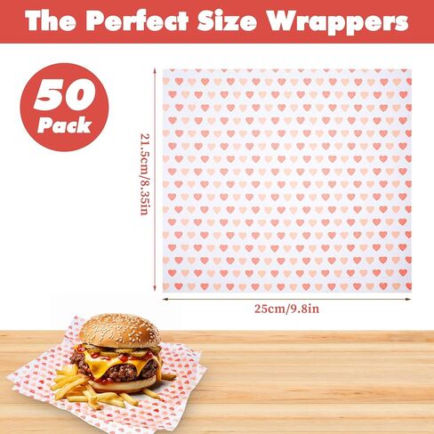 50PCS Wax Paper Sheets, Food Wrapping Paper, Food Basket Liners, Greaseproof Waterproof Dry Waxed Deli Wraps Papers for Kitchen/Restaurant/Picnic, Non-Stick Liners Tissue for Bread/Burger/Sandwich in Saudi Arabia