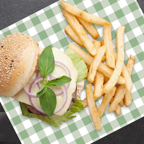 JarThenaAMCS 150Pcs Sage Green Plaid Wax Paper Gingham Checkered Deli Paper Tissue Sandwich Wrap Waterproof Oil-Proof Picnic Liner for Party Kitchen Supplies in Saudi Arabia
