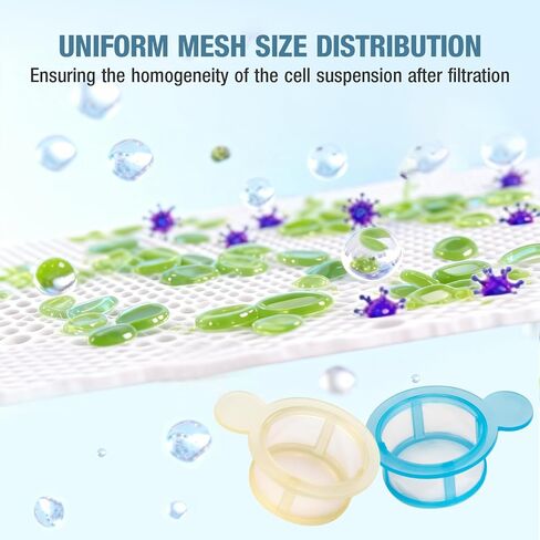 PEKYBIO 40um Cell Strainer, Sterile Cell Filter with Nylon Screen Mesh and Polypropylene Frame, Disposable Handle Filter Screen in Individual Packaging, Blue, 50 Pcs in Saudi Arabia
