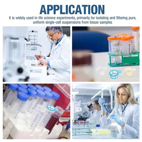 PEKYBIO 40um Cell Strainer, Sterile Cell Filter with Nylon Screen Mesh and Polypropylene Frame, Disposable Handle Filter Screen in Individual Packaging, Blue, 50 Pcs in Saudi Arabia