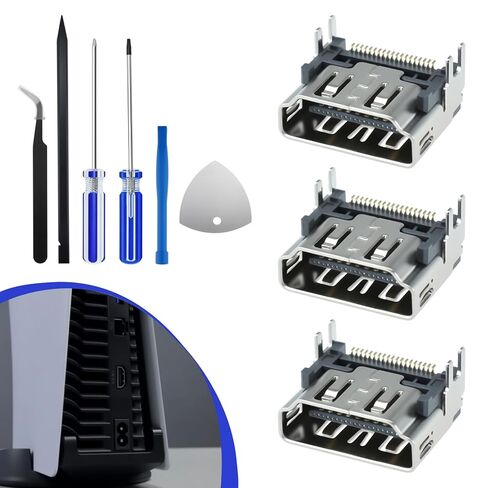 SATUY 2 Pcs PS5 HDMI Port Replacement, HDMI Port Socket Connector for Playstation 5, PS5 Socket Jack Interface Connector Repair Tool Kit for PS5 Console in Saudi Arabia