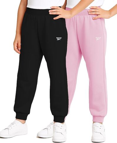 Reebok Girls' Pants - 2 Pack Poly Spun Fleece Joggers Sweatpants - Summer Girls' Activewear Jogging Pants (7-12) in Saudi Arabia