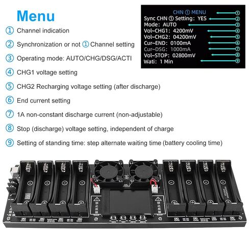 Type-C 18650 Lithium Battery Capacity Tester 8 Channel MAh MWh Digital Battery Power Detector Module Internal Resistance Tester Support Automatic Charge Discharge in Saudi Arabia