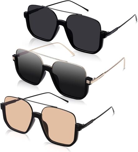 3 PCS Retro viato Sunglasses for Women Men Square Semi Semi Rimless Sun Glasses 70s strendy Shades in Kuwait