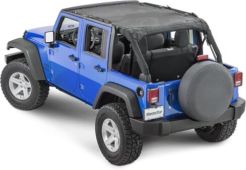 MasterTop Freedom Mesh Bimini Plus Top in Black | متوافق مع 2007-2018 JEEP JKU 4 DR WRANGLER المركبات | لا حاجة إلى الإزالة عند استبدال الأعلى الصلب | 14221401 in Kuwait
