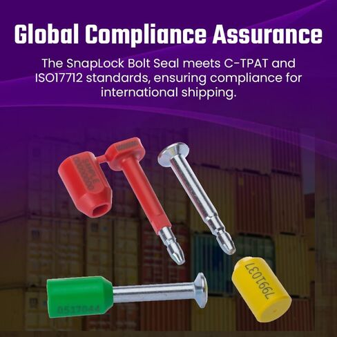 ختم مسمار عالي الأمان، مسمار شحن SnapLock، محفور بالليزر لأدلة التلاعب، متوافق مع ISO17712/CTPAT - برتقالي، عبوة من 200 قطعة in Kuwait