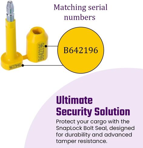 ختم مسمار عالي الأمان، مسمار شحن SnapLock، محفور بالليزر لأدلة التلاعب، متوافق مع ISO17712/CTPAT - برتقالي، عبوة من 200 قطعة in Kuwait