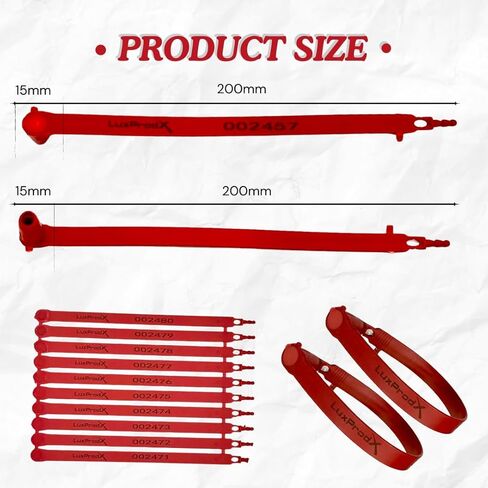 LuxProdX Plastic Truck Trailer Door Seals, Tamper Evident Security Tags, Numbered Safety Disposable Locks for Container Logistics Transport Package Shipping (Red, 100) in Saudi Arabia