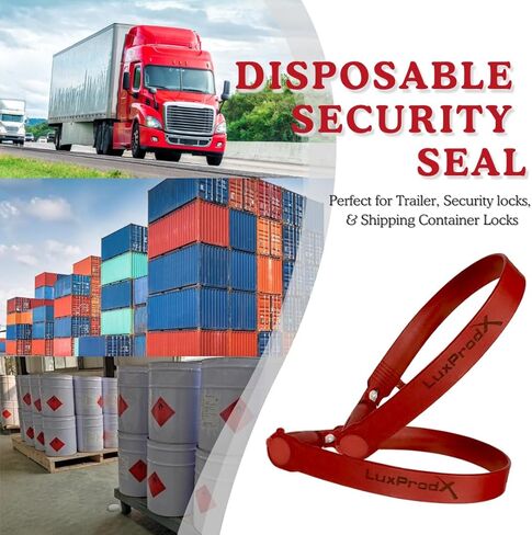 LuxProdX Plastic Truck Trailer Door Seals, Tamper Evident Security Tags, Numbered Safety Disposable Locks for Container Logistics Transport Package Shipping (Red, 100) in Saudi Arabia