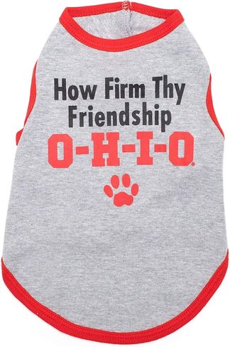 تيشيرت The License House Ohio State Buckeyes Dog How Firm Thy Friendship، قمصان مطبوعة للكلاب، ناعمة ومريحة، رمادي - صغير in Kuwait
