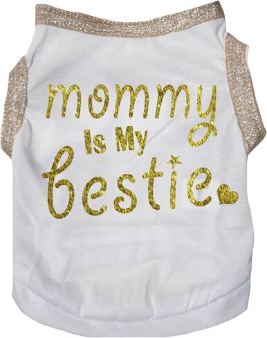 Petitebella Mommy is My Bestie White Puppy Dog Shirt (Medium, White) in Saudi Arabia