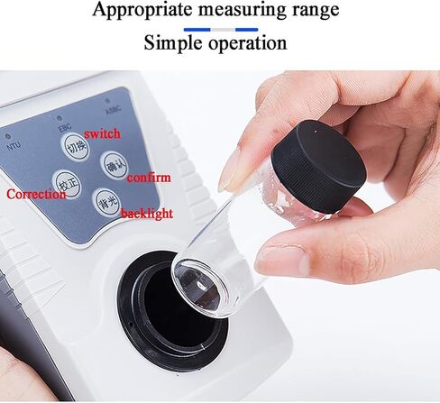 VitalisWorks Turbidity Tester, Digital Water Turbidimeter with Backlight, Lab Water Quality Turbidity Analyzer Tester, 0-200NTU, 90°Scattered Light and Accuracy 0.1, for Swimming Pool Laboratory in Kuwait