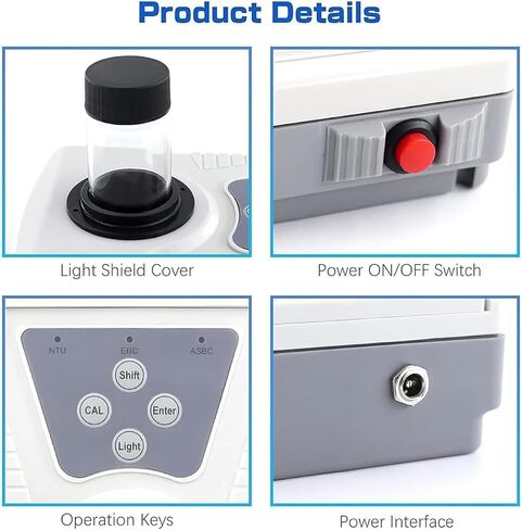 VitalisWorks Turbidity Tester, Digital Water Turbidimeter with Backlight, Lab Water Quality Turbidity Analyzer Tester, 0-200NTU, 90°Scattered Light and Accuracy 0.1, for Swimming Pool Laboratory in Kuwait