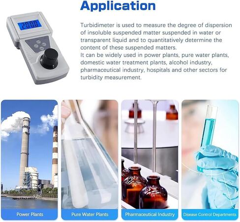 VitalisWorks Turbidity Tester, Digital Water Turbidimeter with Backlight, Lab Water Quality Turbidity Analyzer Tester, 0-200NTU, 90°Scattered Light and Accuracy 0.1, for Swimming Pool Laboratory in Kuwait