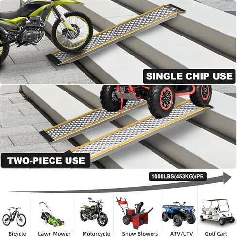 Aluminum Shed Ramp 2 Pack, 57" Sturdy Anti-Slip Loading Ramp for Riding Mower, Long Shed Ramp, Lightweight Ramps for Motorcycles, Lawn Mower, ATVs, Blowers, Carts, Pickup Trucks-1000 lbs/PR Capacity in Saudi Arabia
