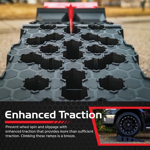 Caliber 20,000 LBS. Heavy-Duty Portable Car Ramps with Built-in Wheel Chocks, Anti-Slip Lift for Trucks, SUVs, Powersport & Low-Profile Cars, Made in USA, 2-Pack in Saudi Arabia