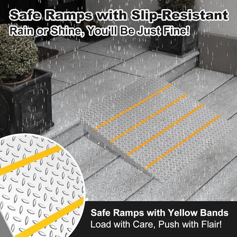 Shed Ramps, 33.5" x 31.7" Threshold Ramps for Doorways Home Steps, 800 Lbs Capacity Anti-Slip Portable Ramps for Garages, Barns, Metal Motorcycle Ramp for Wheelchairs, ATV, Lawnmower, Golf Cart in Saudi Arabia