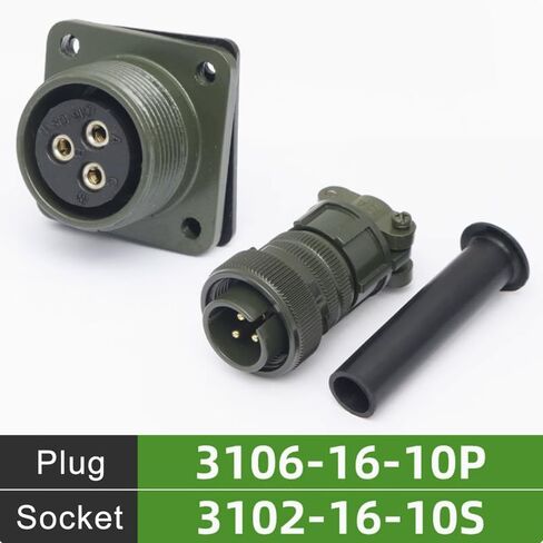 1Set MS3102A-16-10S+MS3106A-16-10P Circular Industrial Connectors,3Pin Female&Male,Straight,MIL-DTL-5015 Series Waterproof Aviation Sockets Connectors for Aviation and Industrial environments in Saudi Arabia
