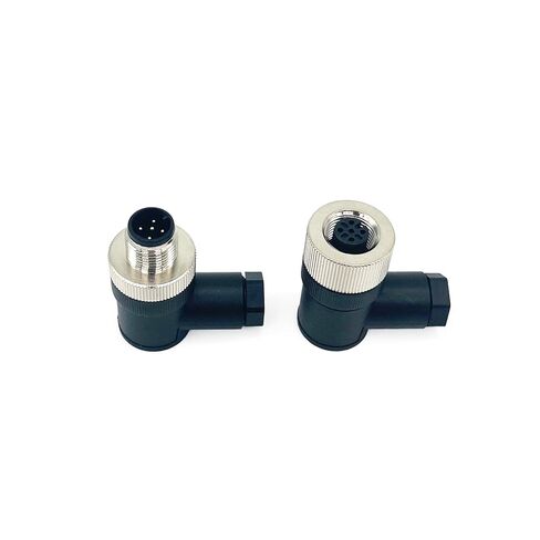 مجموعة واحدة M12 4-Pin أنثى + ذكر A-Code يمين مستشعر دائري موصل الطيران موصل قابس صناعي، سريع التجميع سلك لولبي إنهاء موصل مقاوم للماء غير محمي IP67 تصنيف: 4A، 250V in Kuwait