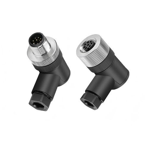 مجموعة واحدة M12 4-Pin أنثى + ذكر A-Code يمين مستشعر دائري موصل الطيران موصل قابس صناعي، سريع التجميع سلك لولبي إنهاء موصل مقاوم للماء غير محمي IP67 تصنيف: 4A، 250V in Kuwait