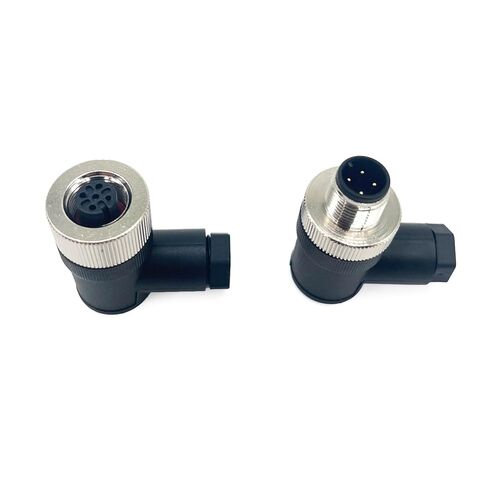 مجموعة واحدة M12 4-Pin أنثى + ذكر A-Code يمين مستشعر دائري موصل الطيران موصل قابس صناعي، سريع التجميع سلك لولبي إنهاء موصل مقاوم للماء غير محمي IP67 تصنيف: 4A، 250V in Kuwait