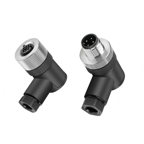 مجموعة واحدة M12 4-Pin أنثى + ذكر A-Code يمين مستشعر دائري موصل الطيران موصل قابس صناعي، سريع التجميع سلك لولبي إنهاء موصل مقاوم للماء غير محمي IP67 تصنيف: 4A، 250V in Kuwait