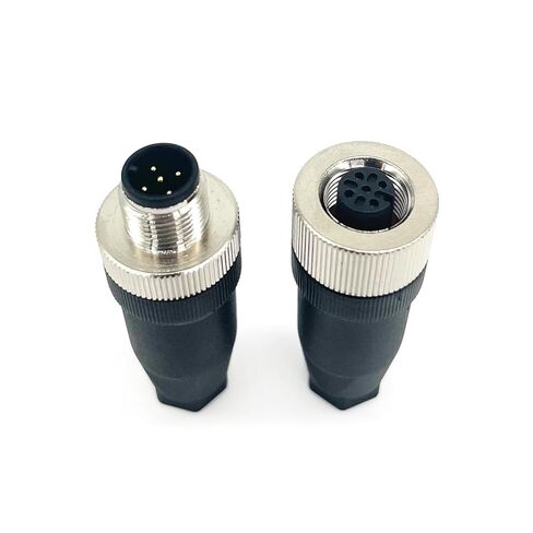 مجموعة واحدة M12 4-Pin أنثى + ذكر A-Code يمين مستشعر دائري موصل الطيران موصل قابس صناعي، سريع التجميع سلك لولبي إنهاء موصل مقاوم للماء غير محمي IP67 تصنيف: 4A، 250V in Kuwait
