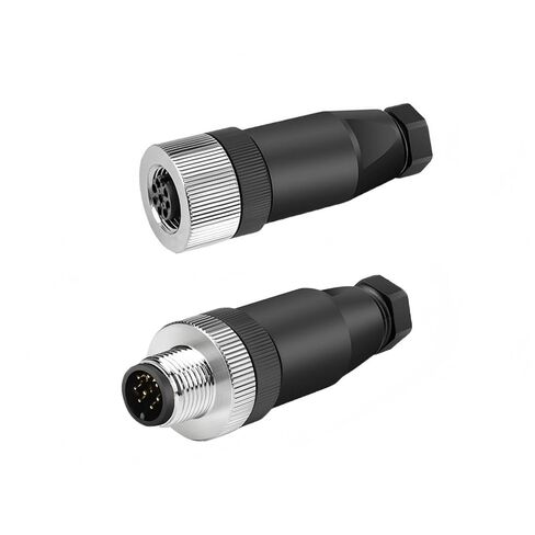 مجموعة واحدة M12 4-Pin أنثى + ذكر A-Code يمين مستشعر دائري موصل الطيران موصل قابس صناعي، سريع التجميع سلك لولبي إنهاء موصل مقاوم للماء غير محمي IP67 تصنيف: 4A، 250V in Kuwait