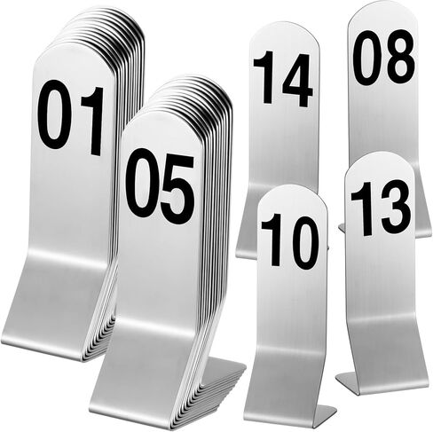 Honeydak 1-25 Table Order Numbers Double Side Stainless Steel Reception Number Stands Signs for Restaurant Wedding Seating Cafes Party Banquet in Saudi Arabia