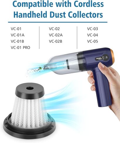 2 Pack HEPA Filters Compatible with VC-01, VC-01A, VC-01B, VC-01 PRO, VC-02, VC-02A, VC-02B, VC-03, VC-04, VC-05 Cordless Vacuum Cleaner, Replacement Filters for All Musclez Handheld Vacuum Cleaners in Saudi Arabia