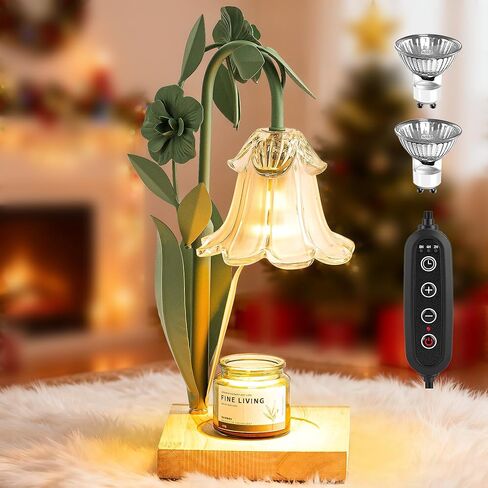 Flower Candle Warmer Lamp with Timer,Dimmable Candle Lamp Warmer,Adjustable Height Candle Warmer for All Jar Candles,Bedroom Living Room Home Decor Aesthetic Christmas Birthday Gifts for Women in Saudi Arabia