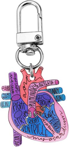 Jesemiah Heart Diagram Keychain,Anatomy and Blood Circulation Diagram of the Heart,Acrylic Funny Medical Cardiac Keychain in Saudi Arabia