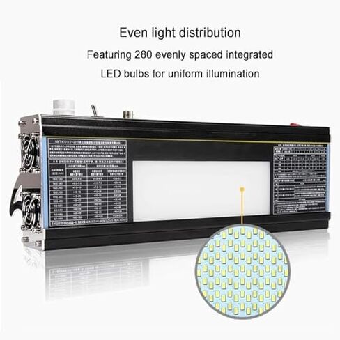 Zoienu عارض أفلام LED صناعي ذو سطوع قابل للتعديل لـ NDT، ومراقبة جودة منخفضة الضوضاء، ومفتاح القدم والإخفاء، ونافذة فحص 220 × 75 مم in Kuwait