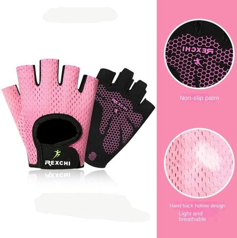 Breathable Half-Finger Gym Gloves Yoga & Fitness Training Gloves with Silicone Grip for Women & Men (Pink, Universal Fit) in Saudi Arabia