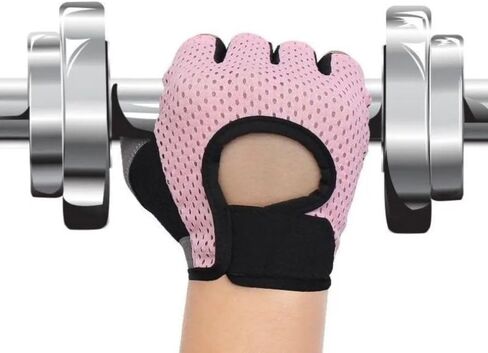 Fingerless Training Cycling Gloves Non-Slip Gym Gloves with Compression Support for Cycling & Weightlifting (Pink) in Saudi Arabia
