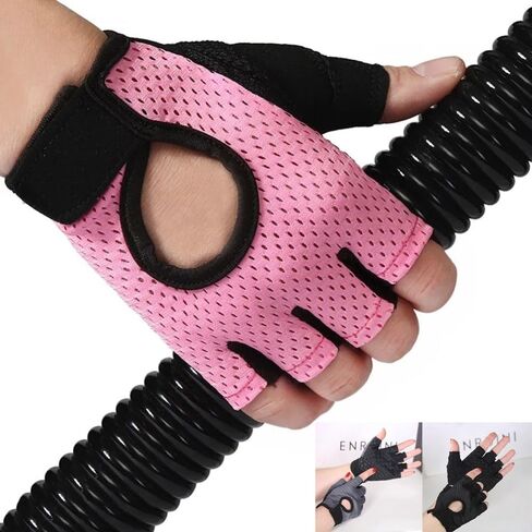 Fingerless Training Cycling Gloves Non-Slip Gym Gloves with Compression Support for Cycling & Weightlifting (Pink) in Saudi Arabia
