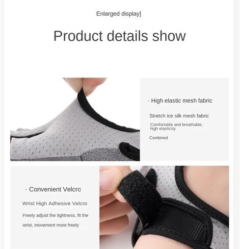 Shock-Absorbing Cycling Gloves Polyester Fitness Gloves with Anti-Slip Grip for Road Cycling & Gym Training (Grey) in Saudi Arabia