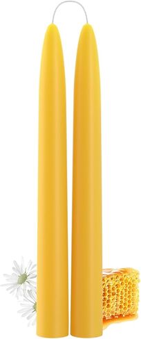 2 Pack 100% Pure Natural Beeswax Taper Candles, 10 Hours Long Burning Emergency Beeswax Candles Sticks, 10 inch Organic Bees Wax for Home, Prayer, Christmas, Party | Unscented, Smokeless, Dripless in Kuwait