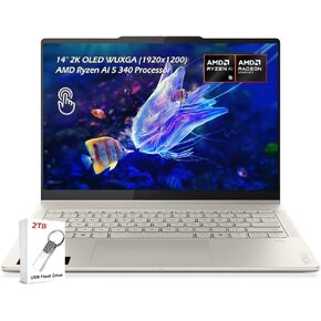 Lenovo Yoga 7 2-in-1 2025 Copilot+ PC with 14" OLED HDR 500 True Black 100% DCI-P3 Touchscreen, AMD Ryzen AI 7 350 Processor, 16GB LPDDR5X-7500MT/s Memory, 1TB SSD, Wi-Fi 7, Yoga Pen, and Win11 Pro in Kuwait