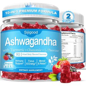 2 Pack Ashwagandha Gummies with L-theanine, Ashwa Root Supplement Gummy for Women Men, 120 Mixed Berry Flavored Gummies in Kuwait