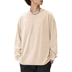 Men's Oversized T Shirts Long Sleeve Shirts for Men Vintage Acid Wash Comfort Colors Crewneck Sweatshirt in Kuwait