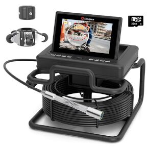 Sanyipace Sewer Camera 100FT/30M, 20X Digital Zoom Drain Camera, Pipe Camera with Distance Counter, 7" IPS Pop-up Screen, Built-in Speaker, Plumbing Camera with 12PCS Lights, for Plumber Homeowner in Kuwait