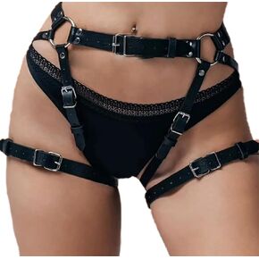 حزام جلدية من الجلد النسائي قابلة للتعديل قابلة للضبط حزام حزام الساق حلقات الشرير على طراز الفخذ حزام حزام جلدي سلسلة جسم الفخذ in Kuwait