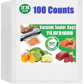 200 Gallon Vacuum Sealer Bags for Food Saver Freezer Bags 11"x16" Pre Cut Food Storage Commercial Grade Vacuum Seal Sous Vide Cooking Bags Airtight Heavy Duty BPA Free in Kuwait